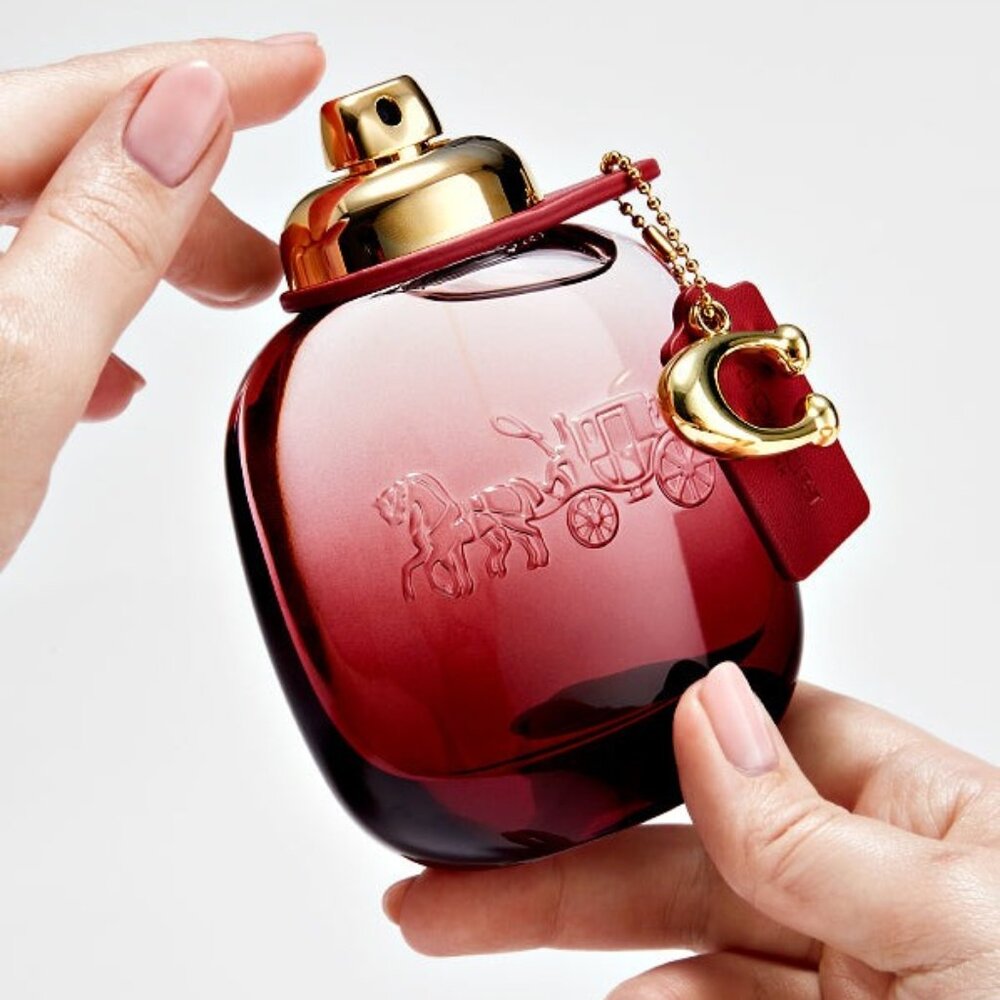 Coach Wild Rose Gift Set-EDP Rose Sweet-Maroon Pouch&Travel 7.5ml,0.25oz-2pc-NEW - Picture 4 of 16